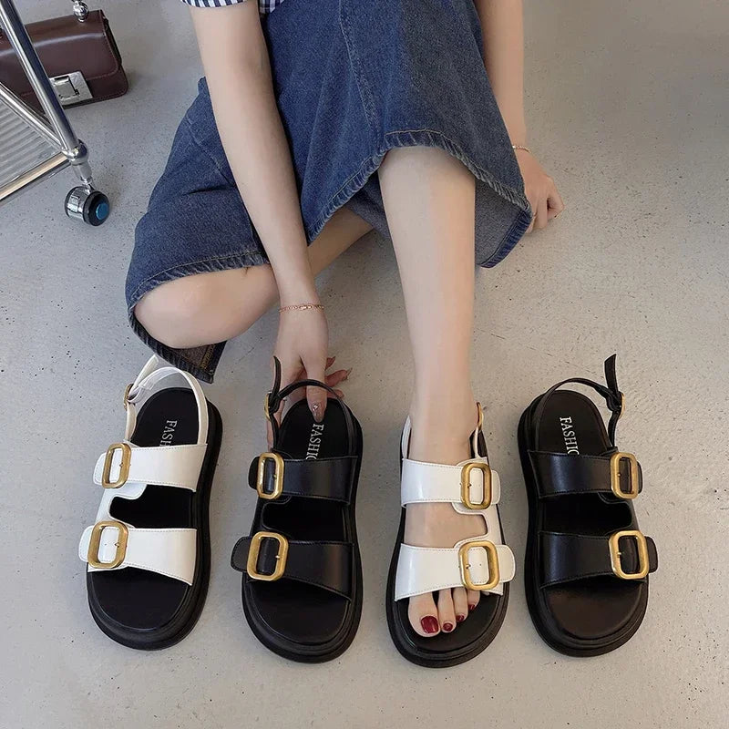 Futurecen Shoes Female High Quality Buckle Women's Sandals Summer Open Toe Solid Outdoor Casual Beach Women Platform Back Strap Sandals