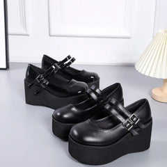 Futurecen Brand New Female Lolita Cute Mary Janes Pumps Platform Wedges High Heels women's Pumps Sweet Gothic Punk Shoes Woman