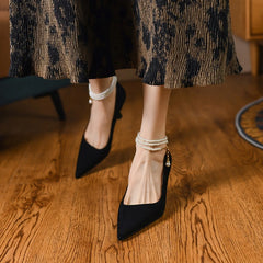 Futurecen  -  NEW Spring Women Shoes Pointed Toe Thin Heel Women Pumps Sheep Suede High Heels Elegant Women's Stiletto Heels Pearl Party Shoes