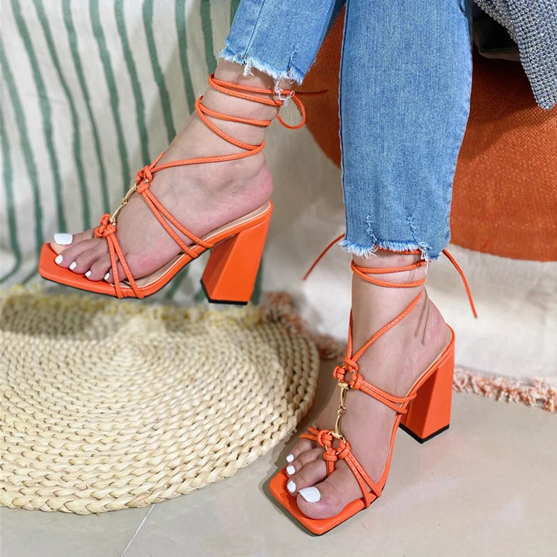 Futurecen  2024 New Fashion Pinch Narrow Band Women Sandal Gladiator High Heels Ladies Open Toe Sexy Summer Party Shoes Zapatos