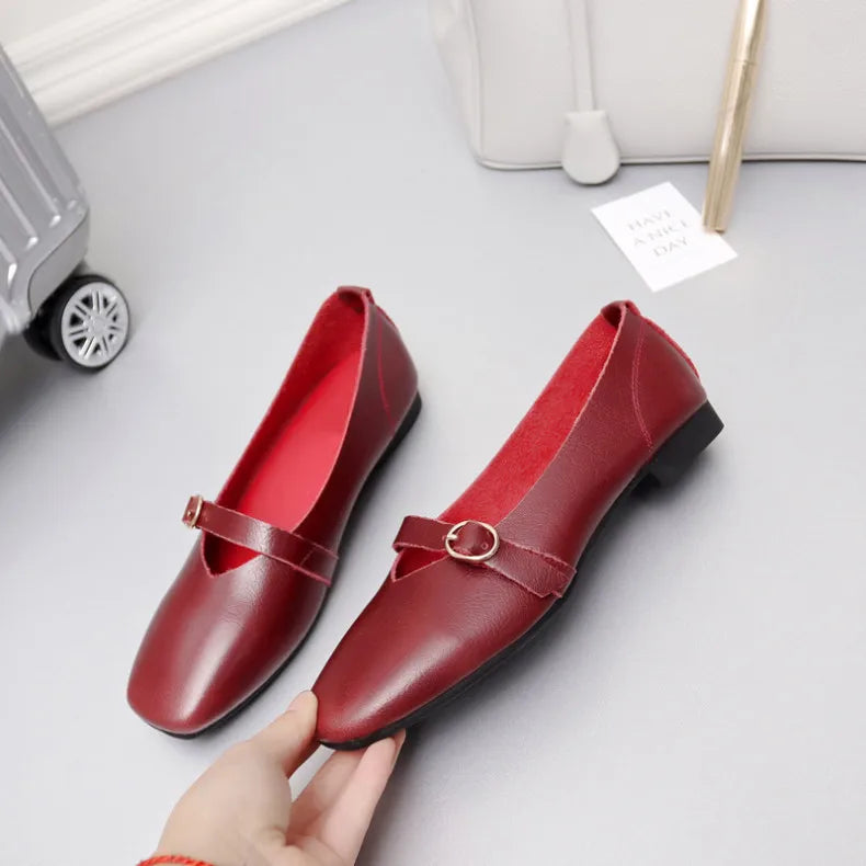 Futurecen  Women flat shoes 2024 spring new genuine leather women casual shoes large size 35-43 comfortable mother shoes women