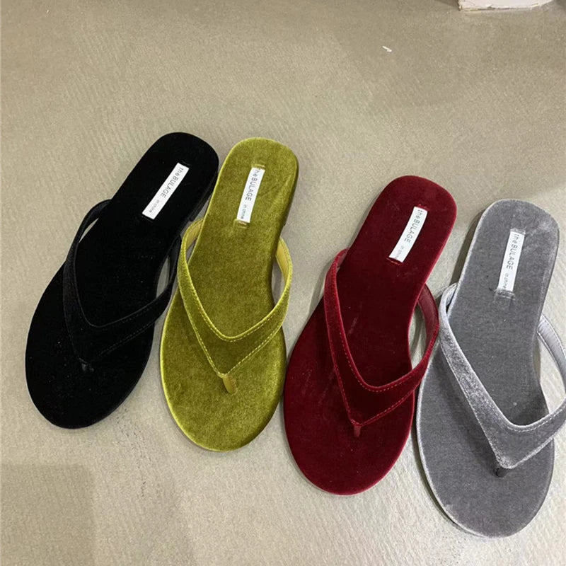 Futurecen 2024 Designer Summer Woman Slippers Fashion Clip Toe Flats Heel Silvery Ladies Outdoor Beach Shoes Flip Flop