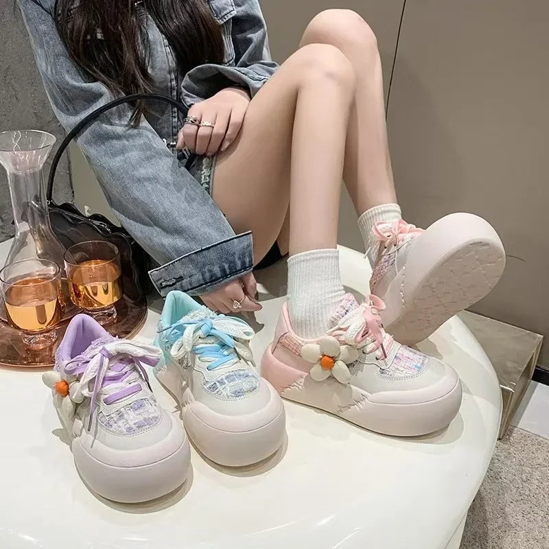 Futurecen  -  New Kawaii Fashion All-match Platform Shoes Sports Style Casual Round Toe Spring Summer Korean Version Sweet Cute Sneakers