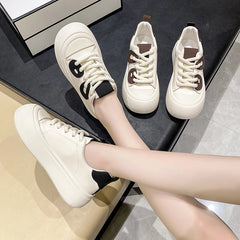 Futurecen  -  New Autumn Versatile Sports Shoes for Women Korean Fashion Casual Student White Shoes Platform Low-top Casual Ladies Shoes