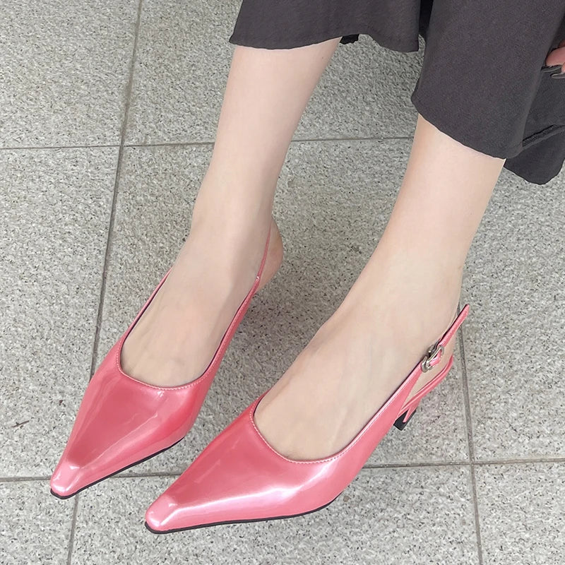 Futurecen Pink Ladies High Heels Shoes Slides New  Women Thin Heels Shoes For Female 2024 Fashion Shallow Pointed Toe Footwear Pumps