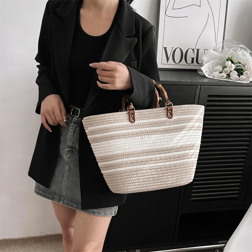 Futurecen   Straw Beach Handbags For Women Designer Luxury Crochet Bags Bohemia Style Raffia Rattan Large Capacity Shopper Totes