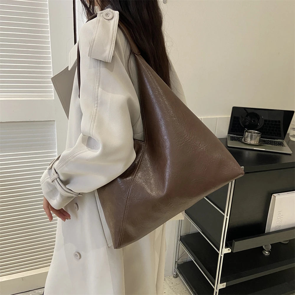 Futurecen  Quality Shoulder Bag Set For Women Soft PU Leather Big Capacity Shopping Tote Bag Winter New Designer Luxury Handbags