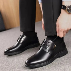 Futurecen  -  Men Dress Shoes Fashion Business Office Formal Shoes High Quality Leather Wedding & Party Comfy Lace-up Men Shoes