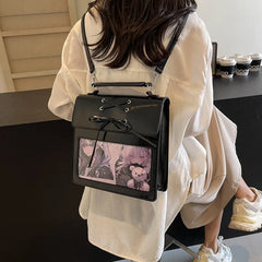 Futurecen  -  outfit ideas Vintage Backpack Women Preppy Style JK Uniform Satchel Y2K Aesthetic Subculture Girls PU Flap Crossbody Shoulder Ita Bags