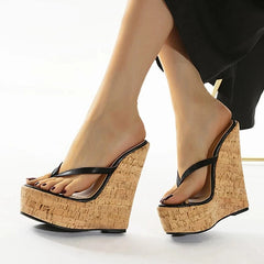 Futurecen Designer High Heels Platform Wedges Women Slippers Summer Pinch Toe Slide Shoes Female Sandals Large Size 35-42