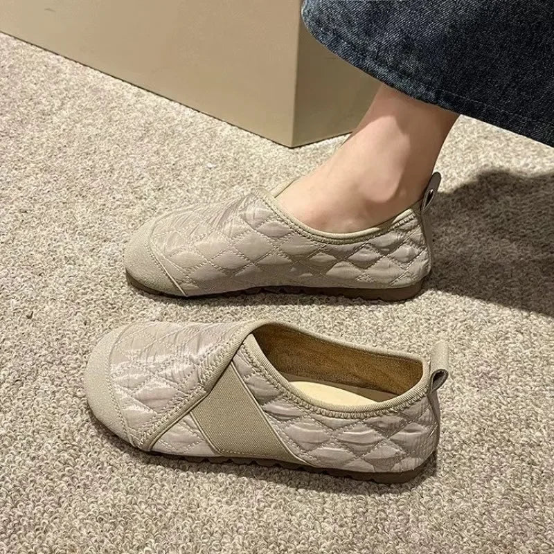 Futurecen  -  Grandma Shoes Casual Female Sneakers Soft Shallow Mouth Dress Flats Loafers Down Cloth Autumn Winter Women's Shoes