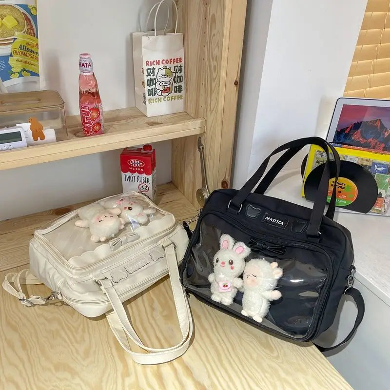 Futurecen  -  outfit ideas Summer Solid See Through Ita Bags Female Fashion Kawaii Japanese Style JK Uniform Women's Bag Trend Shoppers