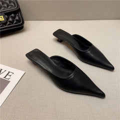 Designer Women Pointed Toe Mules Slippers Fashion Shallow Slip On Slides Shoes Ladies Elegant Outdoor Low Heel Shoes