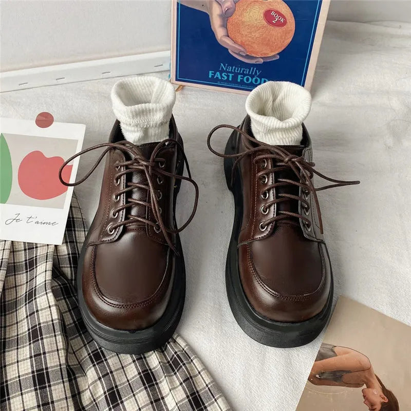 Futurecen Platform Oxfords Women's Shoes Women Heels Platforms Lolita Shoes School Uniform Shoes Student Girls Kawaii Round Toe Mary Janes