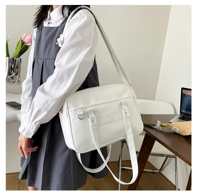 Futurecen Japanese Preppy Style Shoulder Bag Women PU Leather JK Uniform Bag Girls Handbags Pure Color Crossbody Bags Itabag Tote Bolso