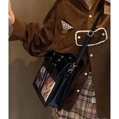 Futurecen  -  outfit ideas Vintage Backpack Women Preppy Style JK Uniform Satchel Y2K Aesthetic Subculture Girls PU Flap Crossbody Shoulder Ita Bags