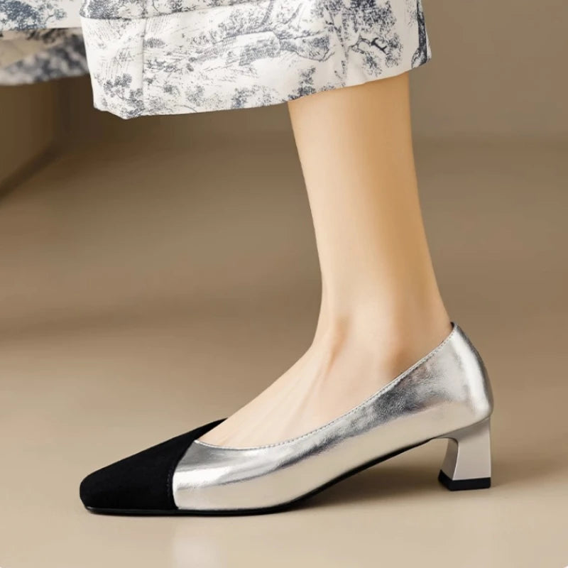 Futurecen  -  Luxury Designer Square Toe Women Shoes Fashion Shallow Slip on Women Soft Sole Low Heels Shoes OL Ladies Shoes