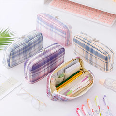 Futurecen  -  Grid Pencil Case Kawaii Stationery Pencils Case Large Capacity Estuche Escolar Pencilcase School Supplies Pencil Cases For Girls