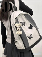 Futurecen  -  Vintage Butterfly Embroidery Bone Pendant Y2k Aesthetic  College Student School Backpack Women Light Mountaineering Backpack