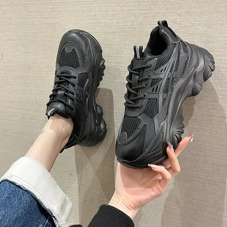 Futurecen New Black Dad Chunky Sneakers Casual Vulcanized Shoes Woman High Platform Sneakers Lace Up White Sneakers Women