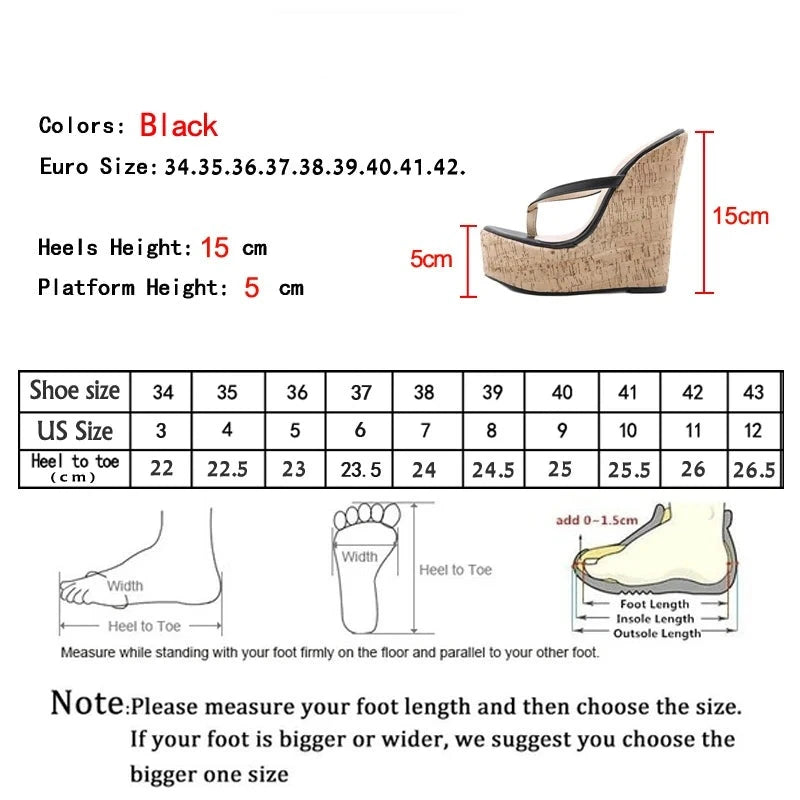 Futurecen Designer High Heels Platform Wedges Women Slippers Summer Pinch Toe Slide Shoes Female Sandals Large Size 35-42