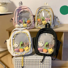 Futurecen  -  outfit ideas Kawaii Women Backpacks Casual Daily Nylon Small Capacity Mochilas Para Mujer Transparent Doll Display School Bag Female