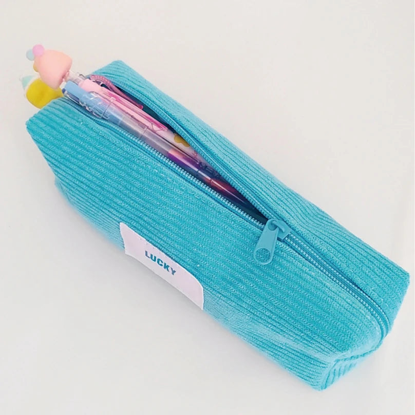 Futurecen  -  Corduroy Pencil Case Cartucheras Escolares Pencil Pouch Candy Color Large Capacity Pencilcase Cute School Supplies Pencil Cases