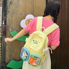 Futurecen  -  Kawaii Women Backpacks Candy Color Patchwork Casual Nylon Bolso Mujer Letter Embroidered Large Capacity Students Mochilas