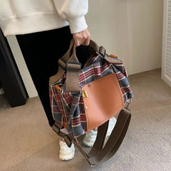 Futurecen  -  fancy bags Korean High-capacity Sport Travel Handbag Commuter Crossbody Bag Preppy Casual Plaid Canvas School Backpack Vintage Y2k backpack