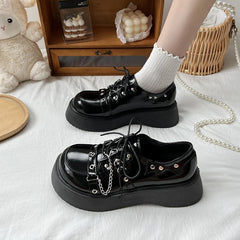 Futurecen Plus Size 42 Lolita Shoes Women Japanese E Girl Chunky Platform Cosplay Costume Student Mary Jane Black Shoe