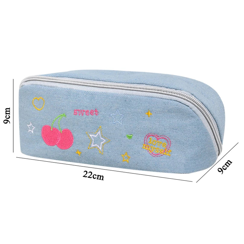 Futurecen  -  Denim Blue Pencil Case Estuches Escolares Stationery Pencil Cases For Girls Large Capacity School Supplies Kalemlik Pencil Pouch