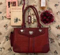 Y2k Aesthetic Fashion Heart Women's Purses Casual Vintage Elegant Chic Handbags Japanese Female All Match Trendy Top-Handle Bags