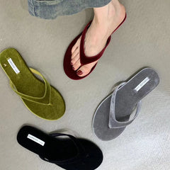 Futurecen 2024 Designer Summer Woman Slippers Fashion Clip Toe Flats Heel Silvery Ladies Outdoor Beach Shoes Flip Flop