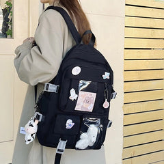 Futurecen Cute Women Backpacks Waterproof Multi-Pocket Nylon School Backpack for Student Female Girls Kawaii Laptop Book Pack Mochilas