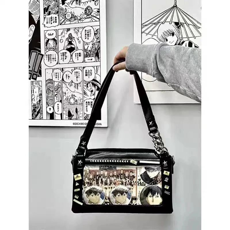 Futurecen  -  fancy bags Punk Women Ita Bags Fashion Y2K JK Uniform Underarm Shoulder Bolso Mujer Gothic Chains Subculture Crossbody Bag Female