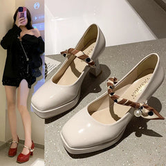 Futurecen  -  Summer New Women's Shoes Sexy Mary Jane Female Shallow High Heels Buckle Platform Pumps Ladies Party Wedding Shoes