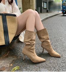 Futurecen Cowboy Boots For Women Fashion Slip On Long Boots Female Thin High Heel 2024 Autumn Winter Girl's Boots Shoes