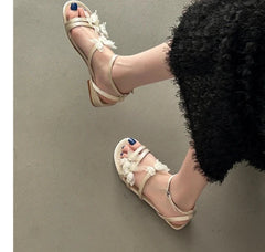 Futurecen Luxury Designer Summer Flats Woman Sandals Fashion Elegant Butterfly-knot Shoes Ladies Outdoor Party Dress Sandalias