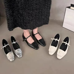 Futurecen  -  Spring and Summer Female Low Heel Shoes Fashion Black Small Leather Shoes Thick Heels Mary Jane Loafers Elegant Women's Shoes