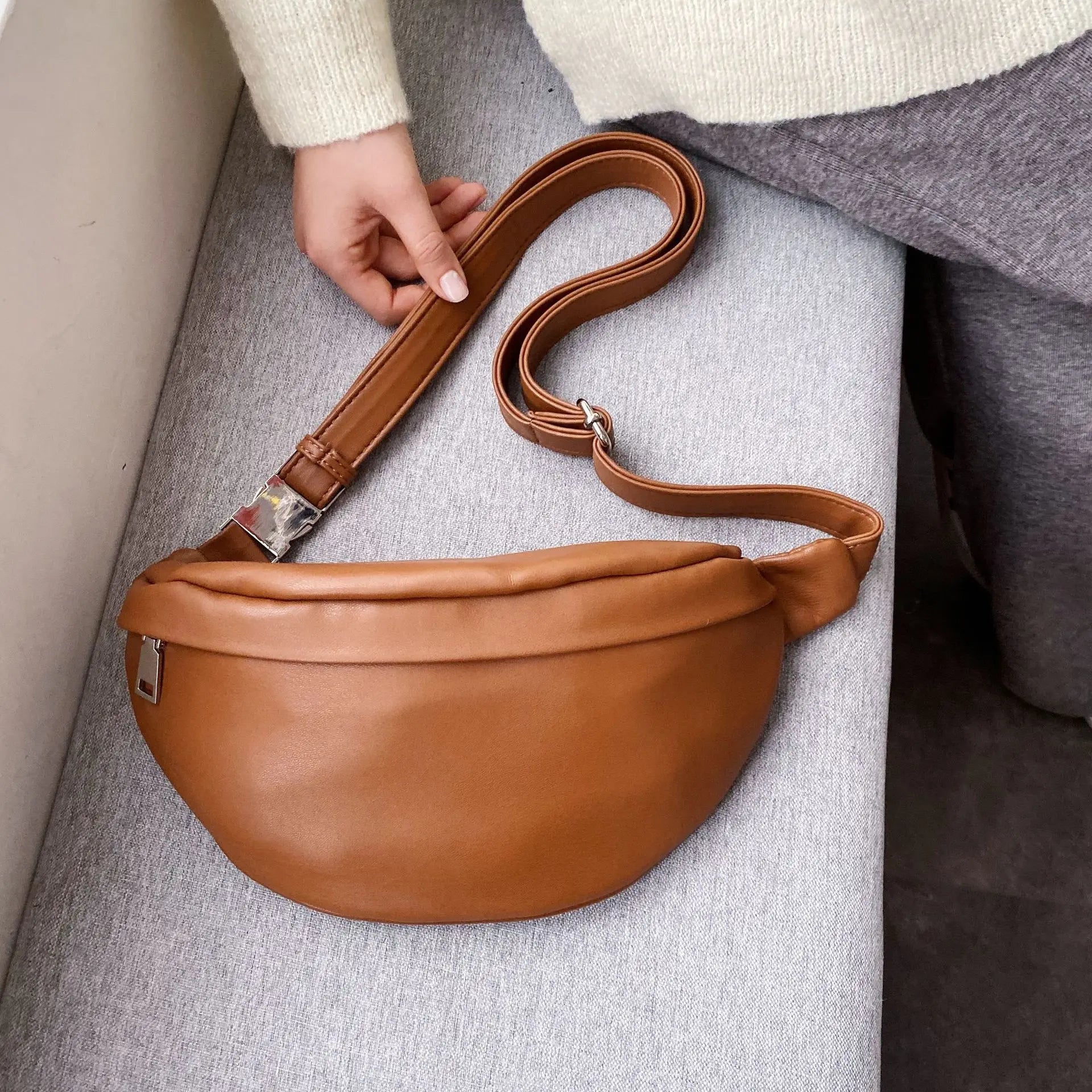 Futurecen Casual Waist Bag Women Chest Bag Shoulder Bags Female PU Leather Belt Bags Female  Fanny Pack