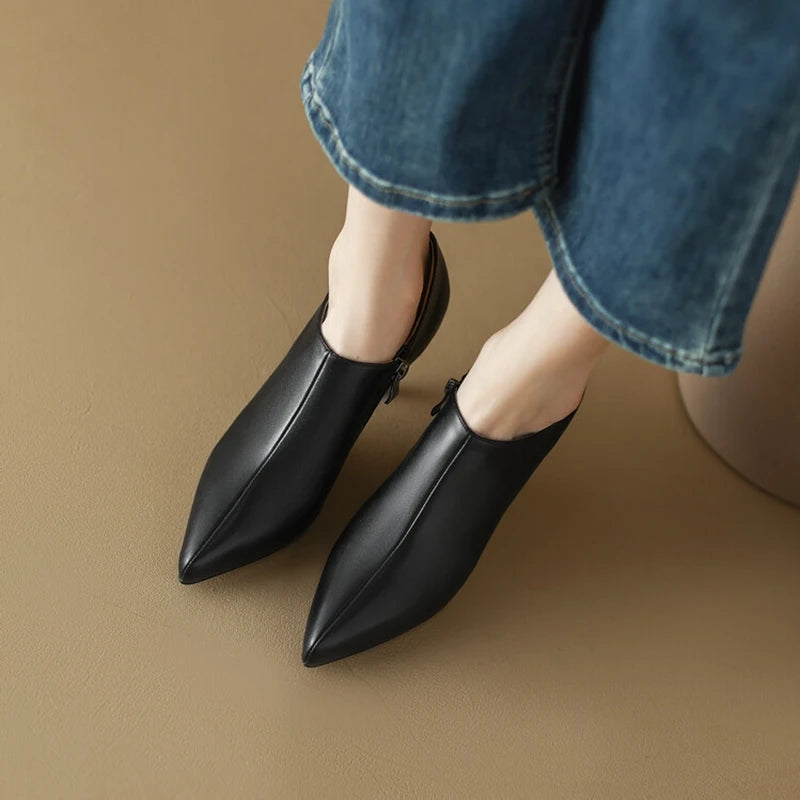 Futurecen Spring/Autumn Women Shoes Pointed Toe Thin Heel Ankle Boots Solid High Heels Sheep Suede Shoes for Women Sexy Heel Shoes