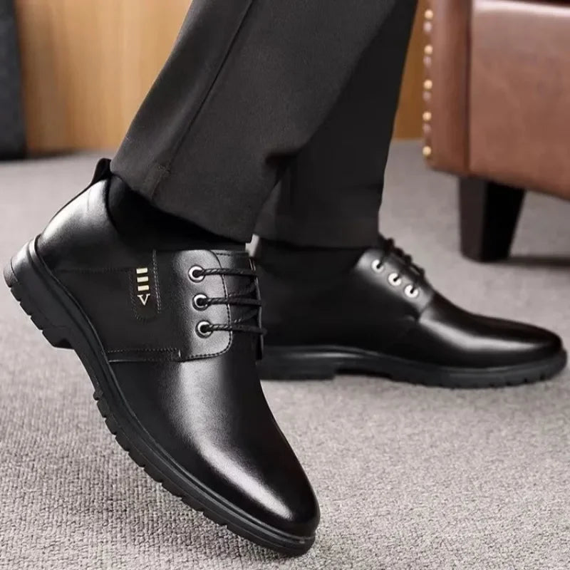 Futurecen  -  Men Dress Shoes Fashion Business Office Formal Shoes High Quality Leather Wedding & Party Comfy Lace-up Men Shoes