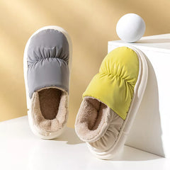 Comwarm Winter Toast Women Slippers Warm Plush Cotton Slippers Indoor Home Non-Slip Thick Sole Furry Shoes For Couples New