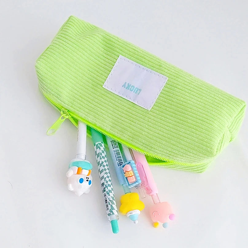 Futurecen  -  Corduroy Pencil Case Cartucheras Escolares Pencil Pouch Candy Color Large Capacity Pencilcase Cute School Supplies Pencil Cases