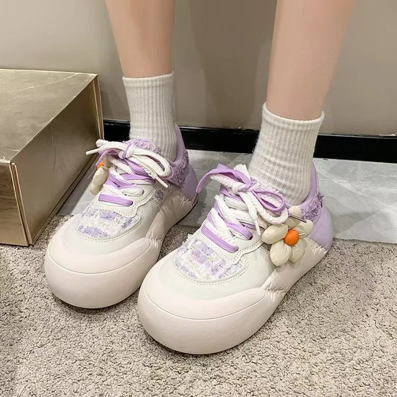 Futurecen  -  New Kawaii Fashion All-match Platform Shoes Sports Style Casual Round Toe Spring Summer Korean Version Sweet Cute Sneakers