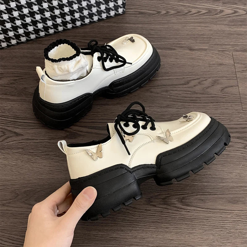 2024 Spring Platform Mary Jane Shoes Women's Japanese Shoes Fashion Lace Up Single Shoes Ladies College Style Footwear