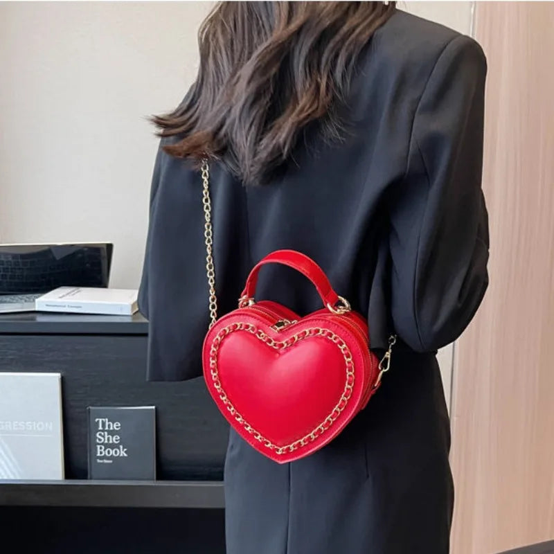 Futurecen  -  Chic Sweet Heart Crossbody Bags for Women JK Lolita Bag Solid Kawaii Shoulder Bag Office Lady Uniform PU Pack Bolso Mujer