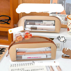 Futurecen  -  Pencil Case Transparent School Supplies Pencil Cases Estuches Escolares PU Leather Piornik Stationery Trousse Pencil Pouch