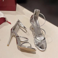 Futurecen  -  Women's Summer New Sexy Stiletto Heels Sandals Fashion High-quality Banquet Zipper Strap Combination High Heels