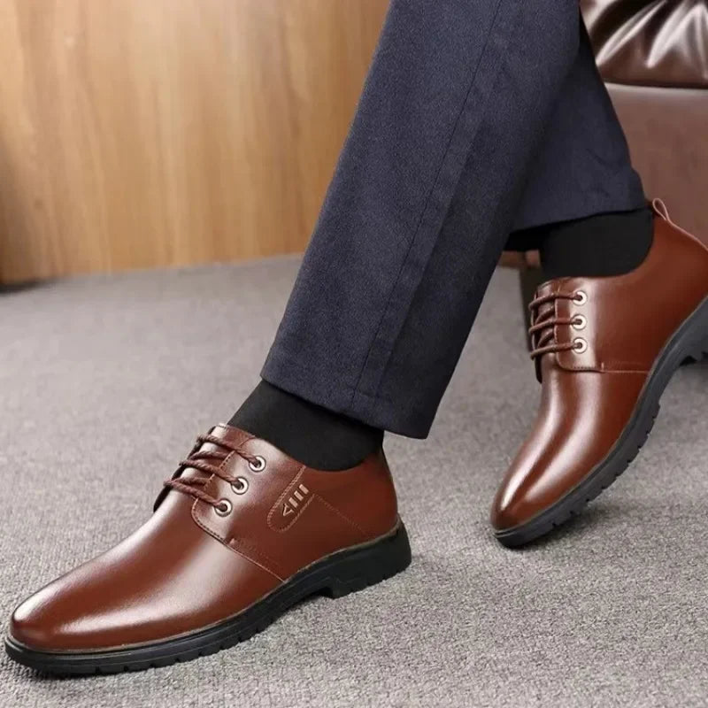 Futurecen  -  Men Dress Shoes Fashion Business Office Formal Shoes High Quality Leather Wedding & Party Comfy Lace-up Men Shoes